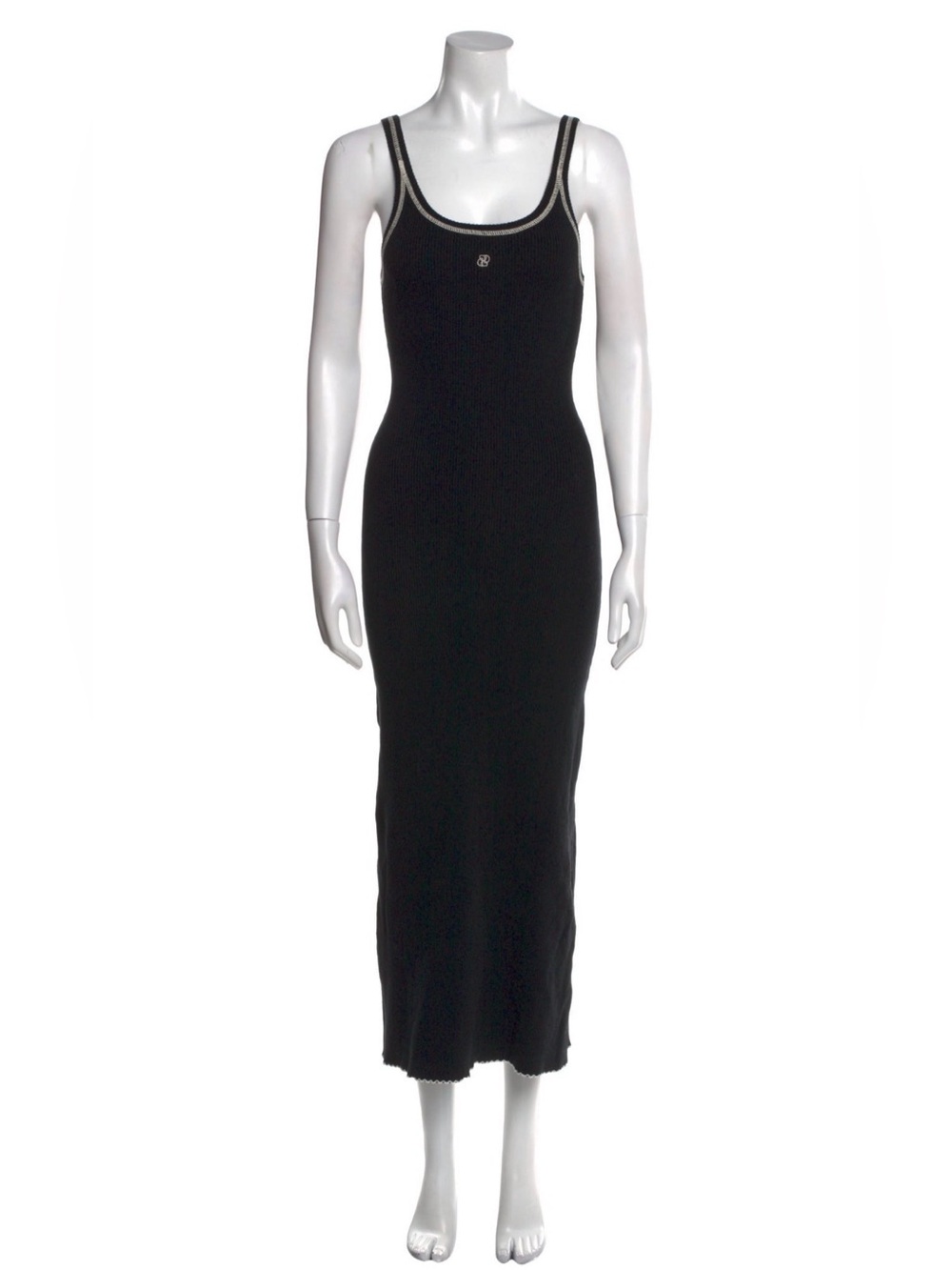 DISSH Black Ribbed Tank Maxi Dress with Contrast Trim